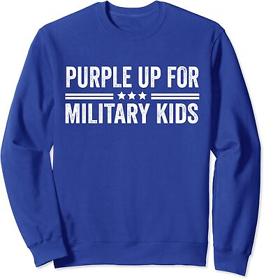 #ad Purple Up For Military Kids Month Awareness Unisex Crewneck Sweatshirt $26.99