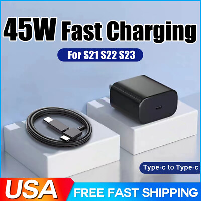 #ad 45W Type C USB C Super Fast Wall PD Charger Cable For Samsung Galaxy S20 S21 S23 $2.79