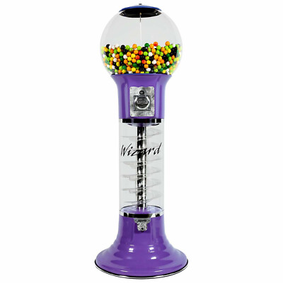 #ad Original Wizard Spiral Gumball Machine Purple Clear Track Color Free Play $1219.00