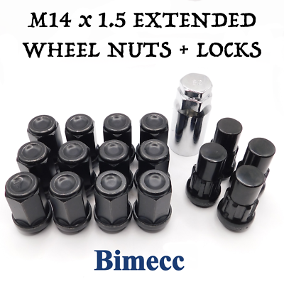 #ad M14x1.5 Closed Bimecc Wheel Nuts 41mm Black x 12 Locks For Ford S Max GBP 38.99