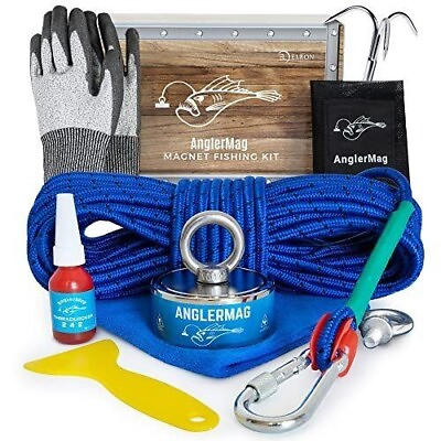 #ad 1250 lbs Magnet Fishing Kit AnglerMag Double Sided Magnetic Fishing Kit $54.95