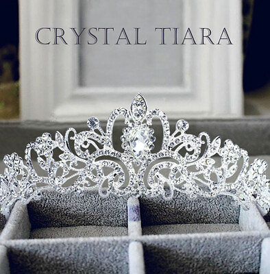 #ad Wedding Bridal Princess Crystal Prom Hair Tiara Crown Veil Headband with Comb US $10.89