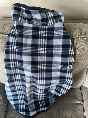 #ad Flannel Fleece Reversible Blue Plaid Dog Coat Size XL $16.00