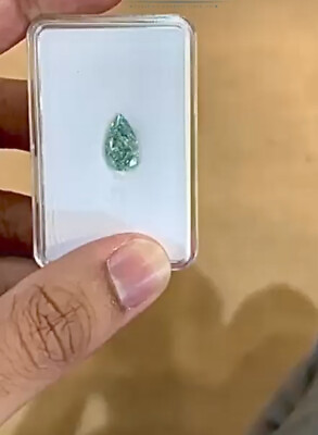 #ad 2ct natural diamond pear shape Green Colour VVS1 Clarity loose Jewelry $64.00