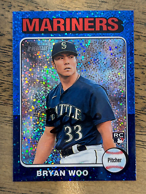 #ad Bryan Woo 2024 Topps Heritage BLUE SPARKLE REFRACTOR Rookie RC #245 Mariners $3.00