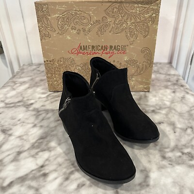 #ad American Rag Women#x27;s Black Abby Ankle Booties Size 5.5 M New $15.05