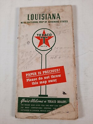 #ad Vintage 1943 Louisiana Road Map texaco $10.80