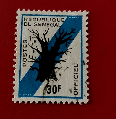 #ad Senegal: 1966 Trees Small Value Numerals 30 Fr. Collectible Stamp. GBP 3.75