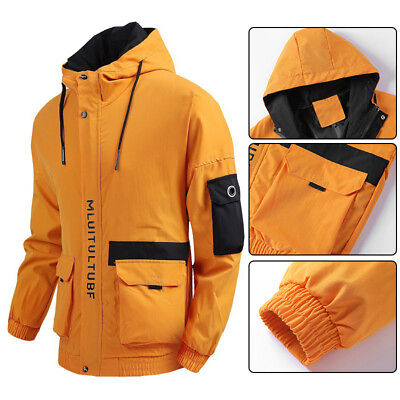 Men Rain Jacket Shell Raincoat Outwear Coat Hooded Waterproof Lightweight Casual $18.72