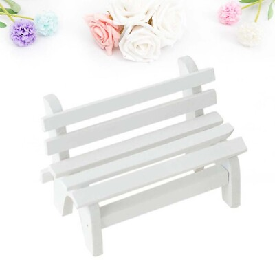 #ad Mini Garden Bench White Chair Crafts Homedecor Miniature Photo Props Train $9.68