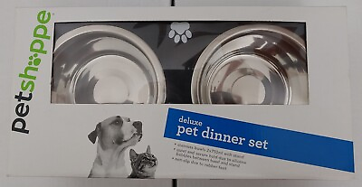 #ad Deluxe Pet Dinner Set Dog Cat Food Bowls in Raised Wooden Frame 750ml capacity $17.99