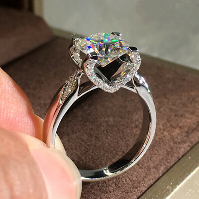#ad Fashion Heart Ring Women 925 SilverGold Cubic Zircon Party Ring Sz 6 10 $2.39