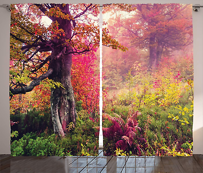 #ad Forest Curtains Majestic Landscape Autumn Trees in Woodland Natural Garden in U $87.64