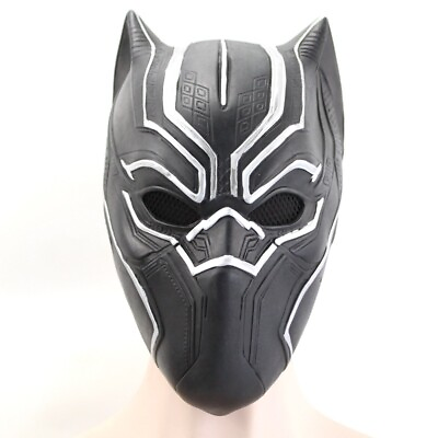 #ad Black Panther Cosplay Mask Helmet Avengers Adult Halloween Costume Latex Props $15.99