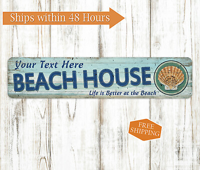 #ad Custom Beach House Decor Sign Ocean Surf Personalized Gift 4x18 104182002048 $19.95