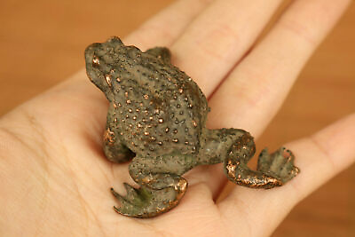 #ad old bronze hand casting fortune frog statue netsuke jin chan tea pet tray deco $17.99