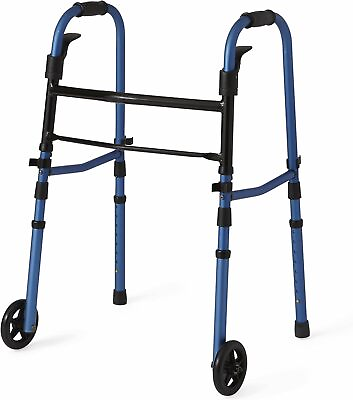 #ad Adult Folding Paddle Walker 5quot; Wheels Fits users 5#x27;5quot; to 6#x27;4quot; Tall Blue $45.99