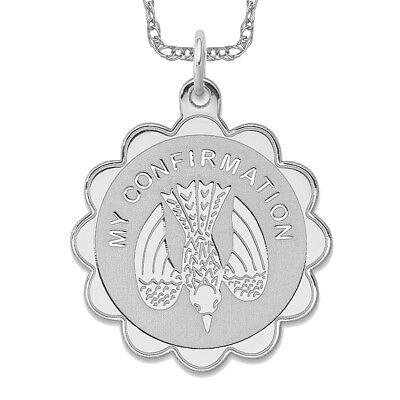#ad 925 Sterling Silver My Confirmation Disc Necklace Charm Pendant $164.00