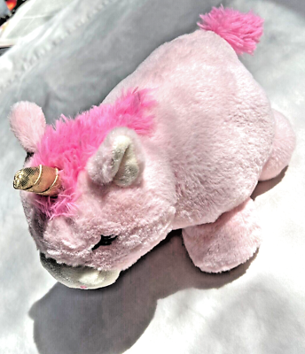 #ad Large Pink Unicorn Plush Stuffed Toy Pink Hair Gold Horn Easter 10” $12.25