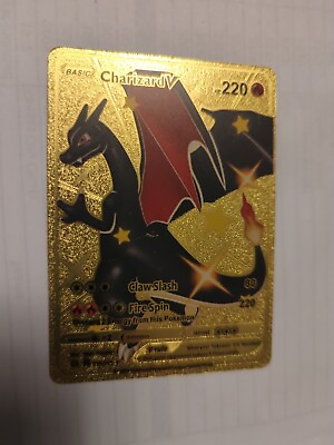 #ad POKEMON BASIC CHARIZARD V CLAW SLASH FIRE SPIN GOLD CARD #79 73 * Free Shipping $7.99