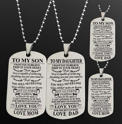 #ad To My Son Dog Tag Stainless Steel Father Son Pendant Necklace Best Xmas Gift $6.99