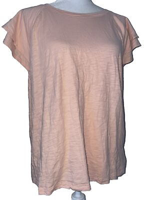 #ad Gap womens Forever Soft Tee Shirt Ruffle cap Sleeve Peach size XL $12.99