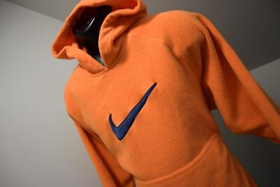 #ad VTG Nike Hoodie Orange Pull Over Fleece Sweater Performance Mens Size XL $32.39