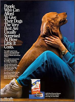 #ad 1987 Golden Retriever Photo Alpo Dog Food print ad $7.96