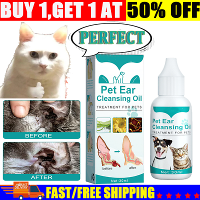 #ad 30ML Ear Cleaner Drops for Pet Dog Puppy Cat Kitten Kill Ear Mites Fluid US $7.99