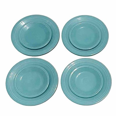 #ad Lot of 8 Fiesta Ware Turquoise 4 Dinner and 4 Salad Plates Fiestaware 1998 1999 $69.98