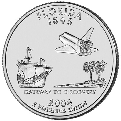 #ad 2004 P Florida State Quarter Uncirculated from US Mint roll $1.95