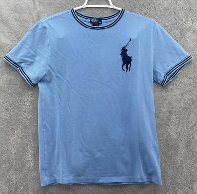#ad Polo Ralph Lauren Boys Shirt Large 14 16 Blue Big Pony Cotton Jersey T Shirt $3.40