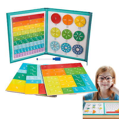 #ad Magnetic Math Manipulative Wooden Fraction Book Set Educational Math Learning $20.56