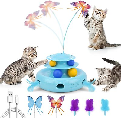 #ad 3 in 1 Interactive Cat Toys Automatic Boredom Relief Kitten Toys Smart Kitten $18.99
