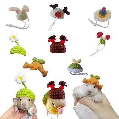 #ad Hamster Hat Mini Small Animals Hat With Adjustable Strap Hand Knitted Frog $5.20