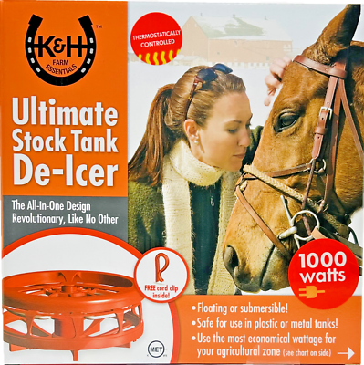 #ad Kamp;H Pet Products Farm Ultimate Stock Tank De Icer Free Cord Clip 1000 Watts Red $45.99