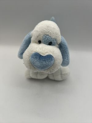 #ad Puppy Dog Plush Blue White Stuffed Animal Heart Nose Love $5.12