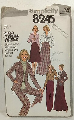 #ad Simplicity #8245 Blouse Pants Skirt In 2 Lengths Miss Size 10 Vintage 1977 Uncut $5.10