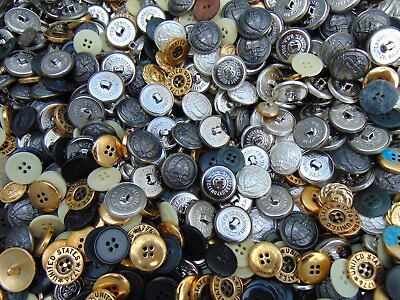 #ad 10 lbs buttons ALL METAL military amp; schools bulk vintage 1000#x27;s sewing pounds $49.00