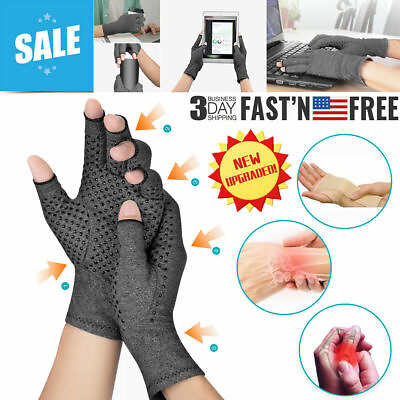 #ad Copper Compression Gloves Medical Arthritis Pain Relief Hand Support Brace USA $6.49
