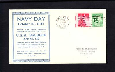 #ad WWII High Speed Transport USS BALDUCK APD 132 LAUNCHING Naval Cover A5226 $3.95