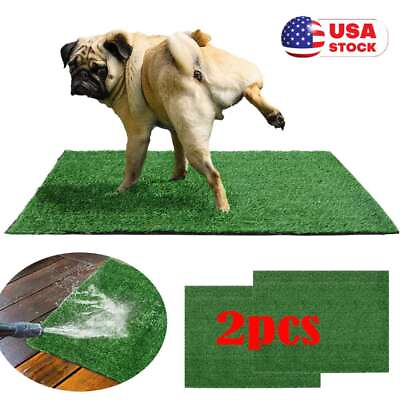 #ad 2pcs Puppy Pet Potty Training Pee Indoor Toilet Dog Grass Pad Mat Turf Patch $8.89