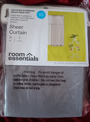 #ad Room Essentials Gray Sheer Curtain 2Panels 60 in W x 84 in L 152.4cm x 213.3cm $20.00