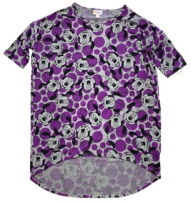 #ad LuLaRoe Irma Purple Gray Dot Disney Minnie Mouse Tunic Top sz XXS NEW $21.00