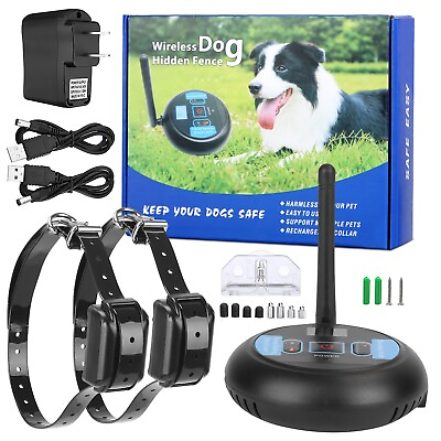 Wireless Electric Dog Fence Pet Containment System Shock Collars For 1 2 Dogs $40.71