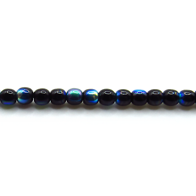 #ad Jet Black AB 100 4mm Round Pressed Czech Glass Druk Beads $2.29