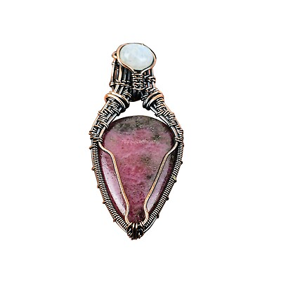 #ad Rhodonite Wire Wrapped Pendant Handcrafted Copper Unique Gift Jewelry 2.32quot; $19.20