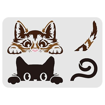 #ad Peeking Cat Painting Stencil 11.7x8.3inch Reusable Cute Cat Drawing Stencil C... $13.83
