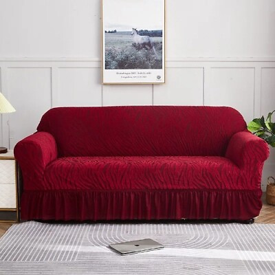 #ad Sofa Covers Living Room Set Seat Anti Slip Couch Slipcover Cotton With Skirt $73.77