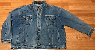 #ad Grade A Jeans Denim Jacket Men 4XL Big Blue Trucker Button Up Coat $25.00